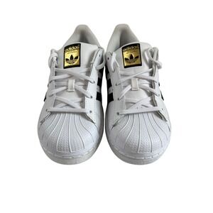 Adidas Originals Superstar C White Black Gold Sneakers Youth Size 1